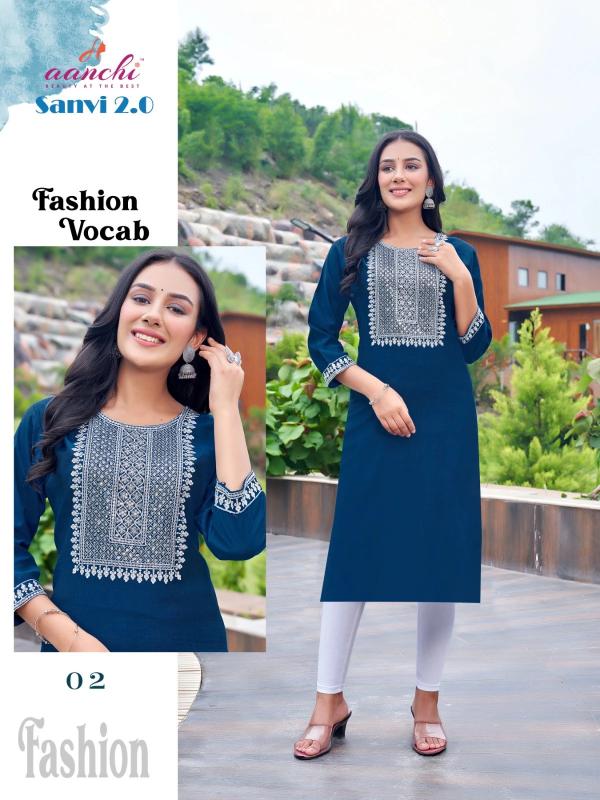 Aanchi Sanvi 2.0 Fancy Embroidered Kurti Collection